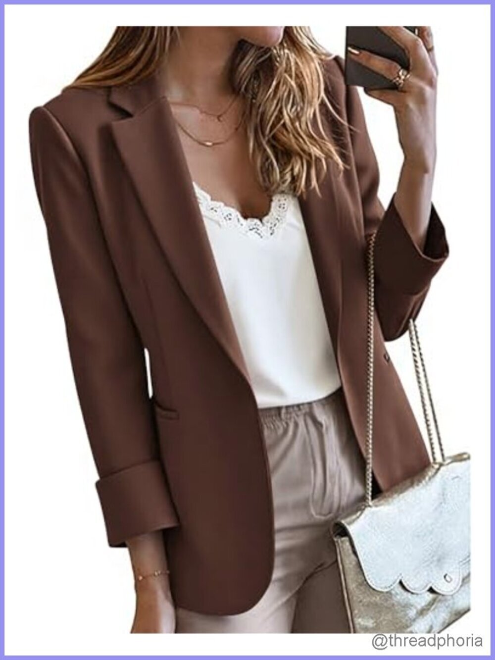 Women's Business Casual Blazer Long Sleeve Open Front Notch Lapel with Pockets